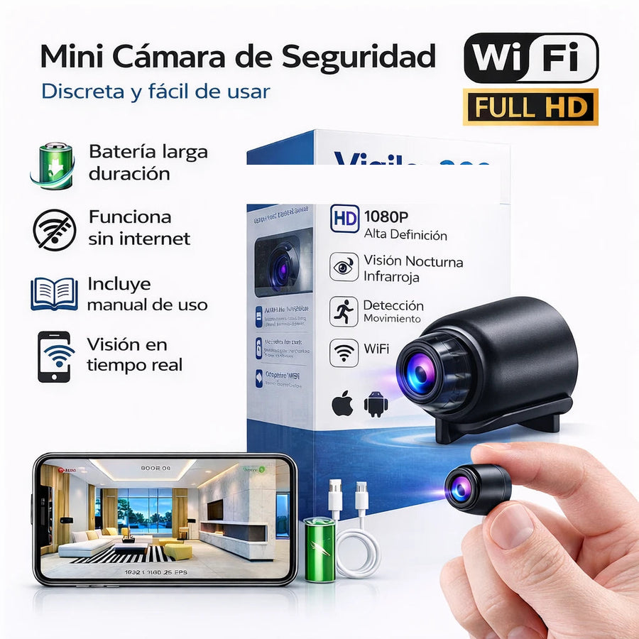 Mini Cámara de Seguridad 1080P 📹 Visión Nocturna · Detección de Movimiento