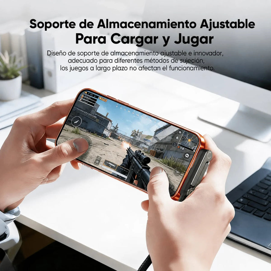 Cable Turbo 240W con Soporte Plegable 90° — Tipo C para iPhone y Android
