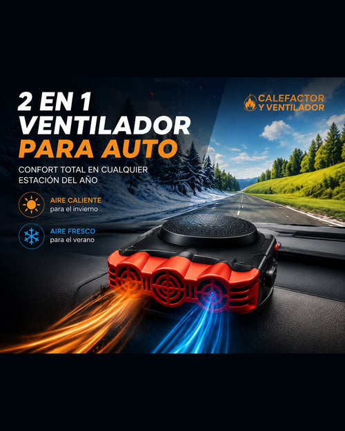 Calefactor y Ventilador Portátil para Auto 2 en 1