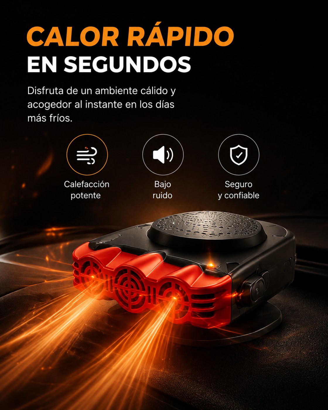 Calefactor y Ventilador Portátil para Auto 2 en 1