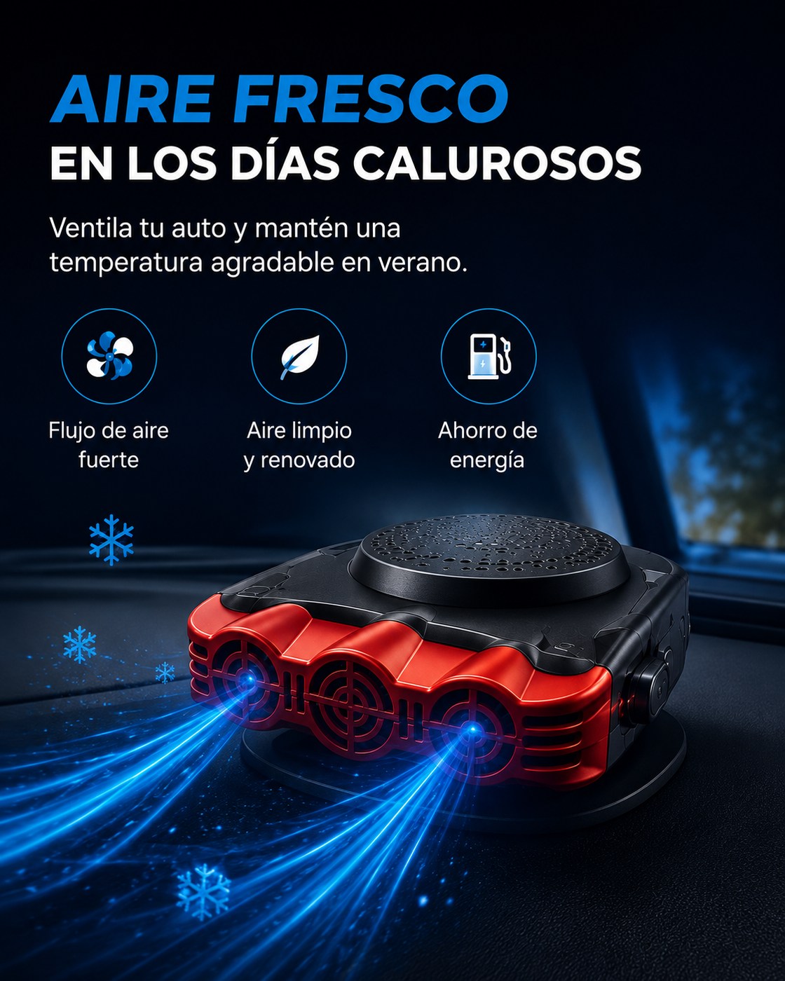 Calefactor y Ventilador Portátil para Auto 2 en 1